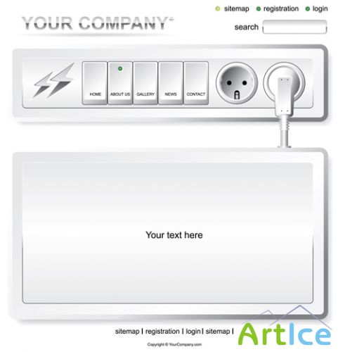 Shutterstock - Website White Electric Layout Template EPS