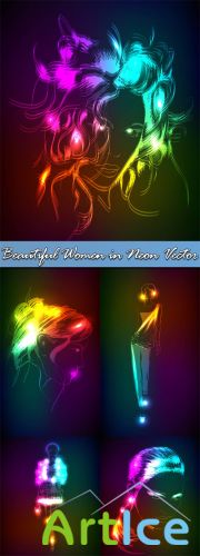 Beautiful Women in Neon Vector