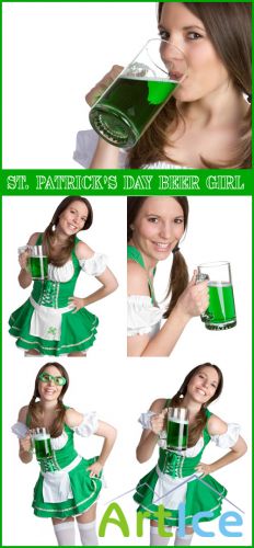 St. Patrick's Day Beer Girl - Stock Photos