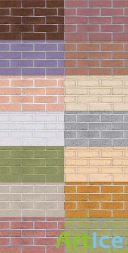 Tileable Brick Texture with 15 Colors