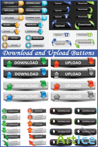 Download and Upload Buttons - Stock Vectors