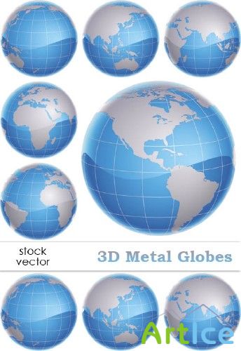 Stock vector - 3D Metal Globes | 3D  