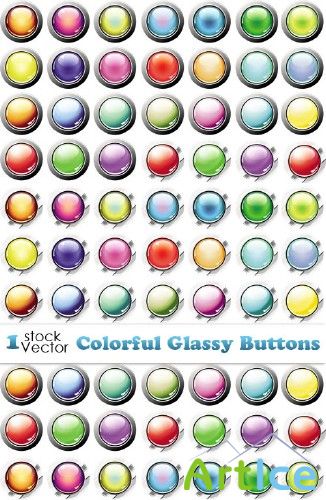 Stock vector - Colorful Glassy Buttons |   