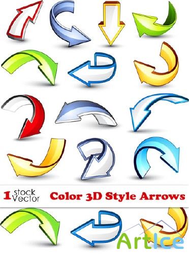 Color 3D Style Arrows Vector |    3D 