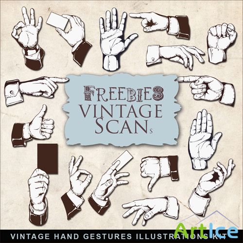 Scrap-kit - Vintage Hand Gestures Illustrations