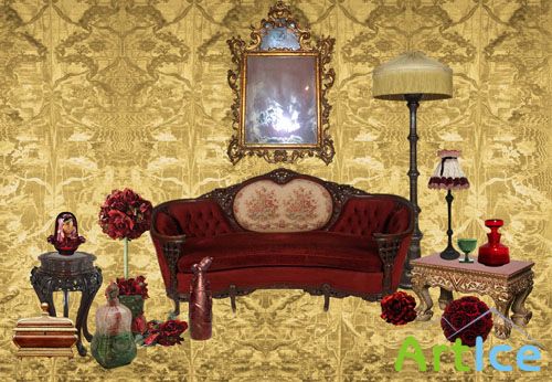 PSD Clipart - Rose Furniture Set