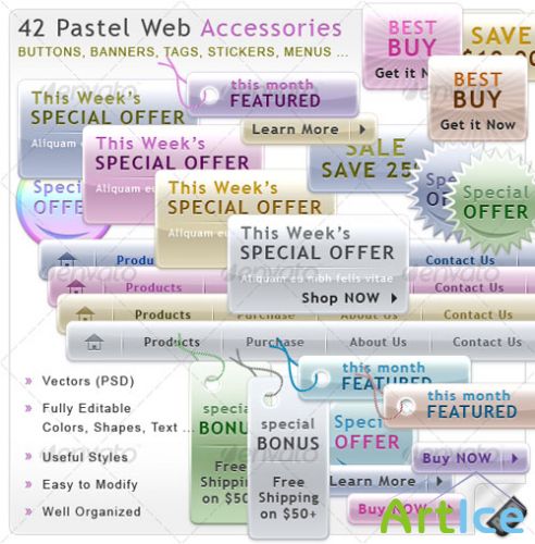Pastel Web Accessories - GraphicRiver