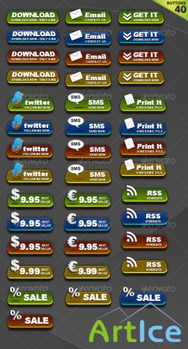 3D Shiny Buttons - GraphicRiver