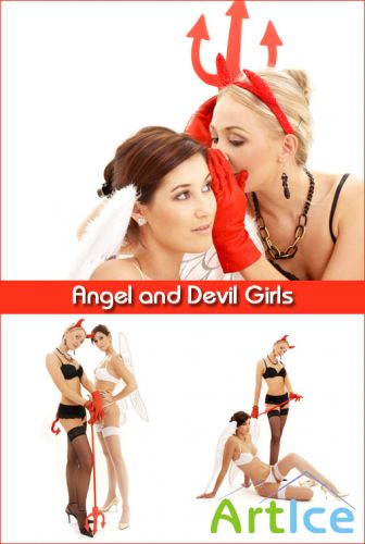 Angel and Devil Girls - Stock Photos