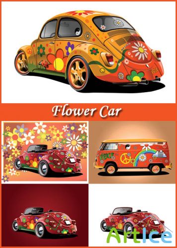 Flower Car - Stock Vectors