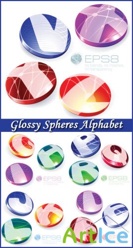 Glossy Spheres Alphabet - Stock Vectors