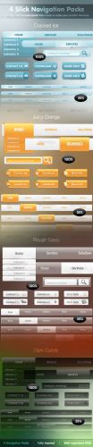 4 Slick Navigation Packs + Buttons & Search Bars - GraphicRiver