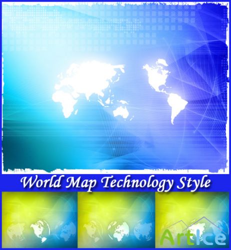 World Map Technology Style - Stock Photos