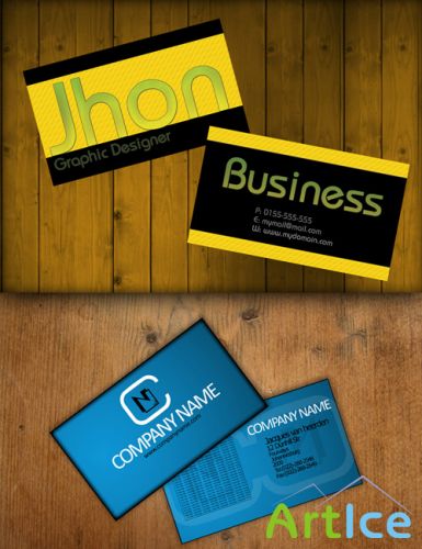 Blue And Yellow Business Card