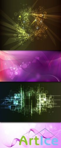 Abstract Vector Backgrounds - Black Hi-Tech & Pink Dreams