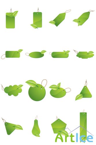 Green Leaf Labels Vector