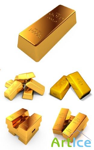 Stock Photo - Gold bullion 3D Renders