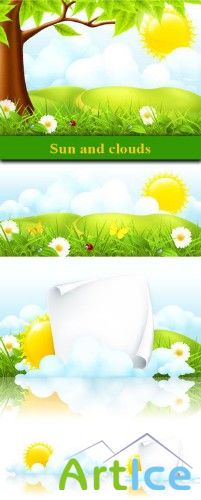 Sun and clouds, vector |   , 