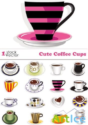 Cute Coffee Cups Vector |   