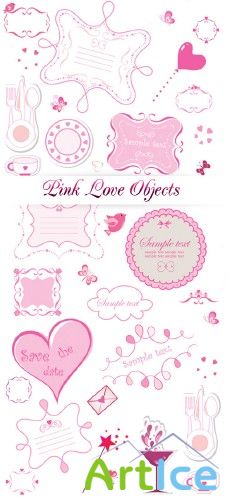 Pink love objects - vector |   