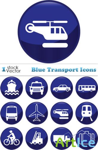 Blue Transport Icons Vector