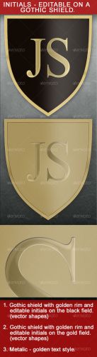Gothic Shield With Editable Initials  GraphicRiver