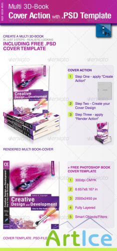 Multi 3D-Book Cover Action with PSD Template