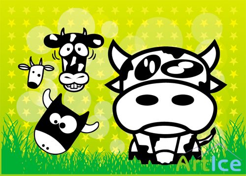 Cows Cartoons Vector