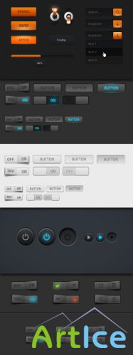 PSD Web Elements - Switches, Buttons, Web Elements