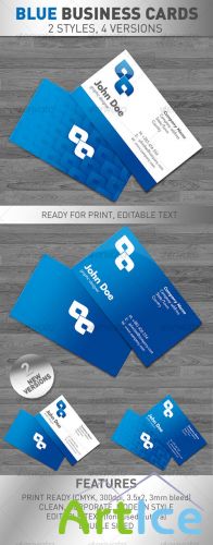 Blue Business Cards 4 VERSIONS - GraphicRiver