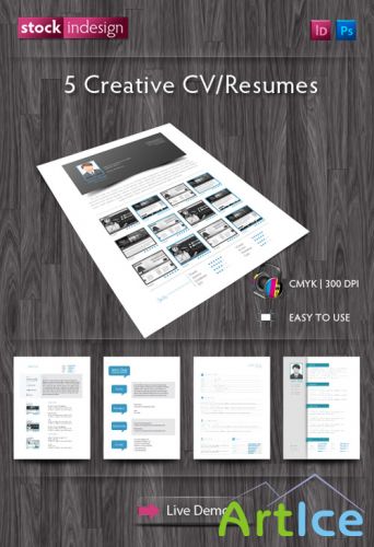 5 Creative Resumes InDesign Templates
