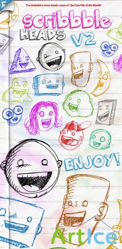 Scribble Heads - Vector Pack - GraphicRiver