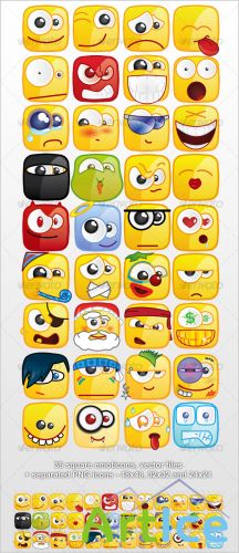 36 Square Emoticons PACK - GraphicRiver
