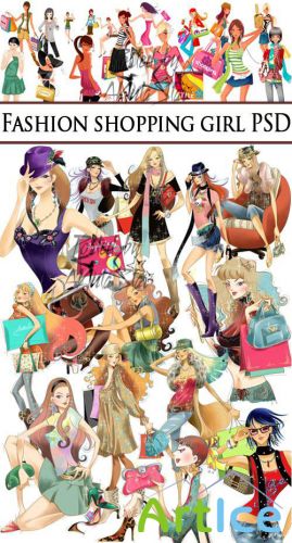 PSD Clipart -  Fashion shopping girl