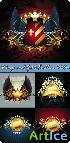 Wings and Gold Emblem Vector