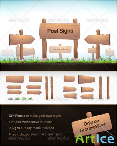 Post Signs Vector Pack - GraphicRiver