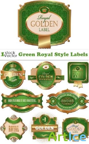 Green Royal Style Labels Vector |     