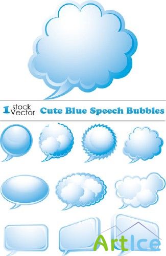 Cute Blue Speech Bubbles Vector |    