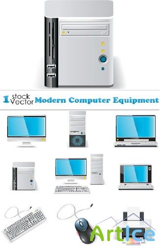 Modern Computer Equipment Vector |   