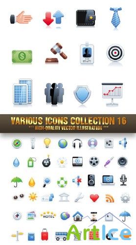 Stock Vector - Various Icons Collection 16 |   16