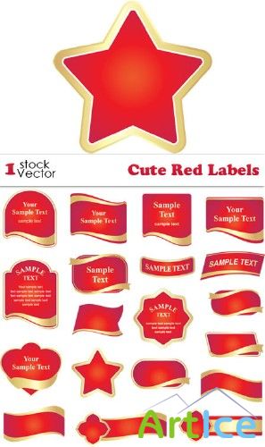 Cute Red Labels Vector |   