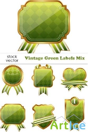 Vectors - Vintage Green Labels Mix |    