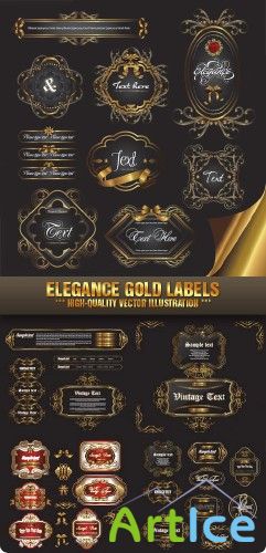Stock Vector - Elegance Gold Labels |   