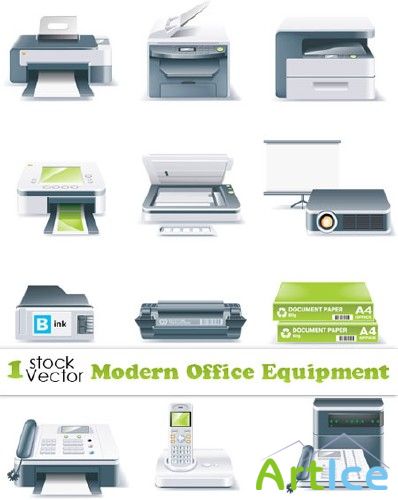 Modern Office Equipment Vector |   