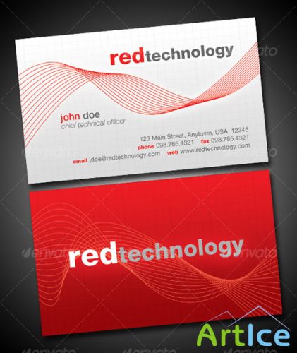 GraphicRiver - Red Technology Business Card