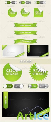 GraphicRiver - Greene UI Pack - Switches, Stickers, Ribbons, Boxes