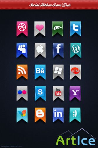 Social Ribbon Icons Pack