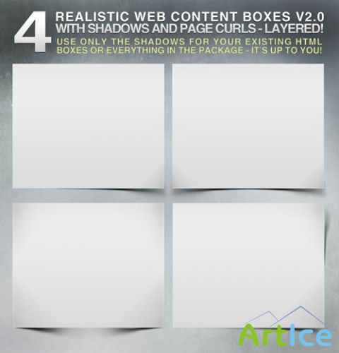 Realistic web content boxes shadows
