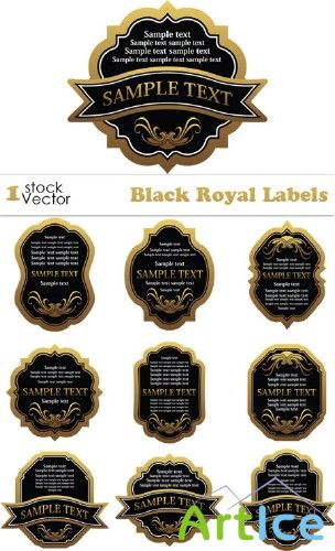 Black Royal Labels Vector