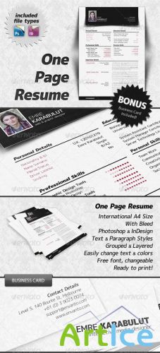 GraphicRiver - Minimalist One Page Resume (CV)